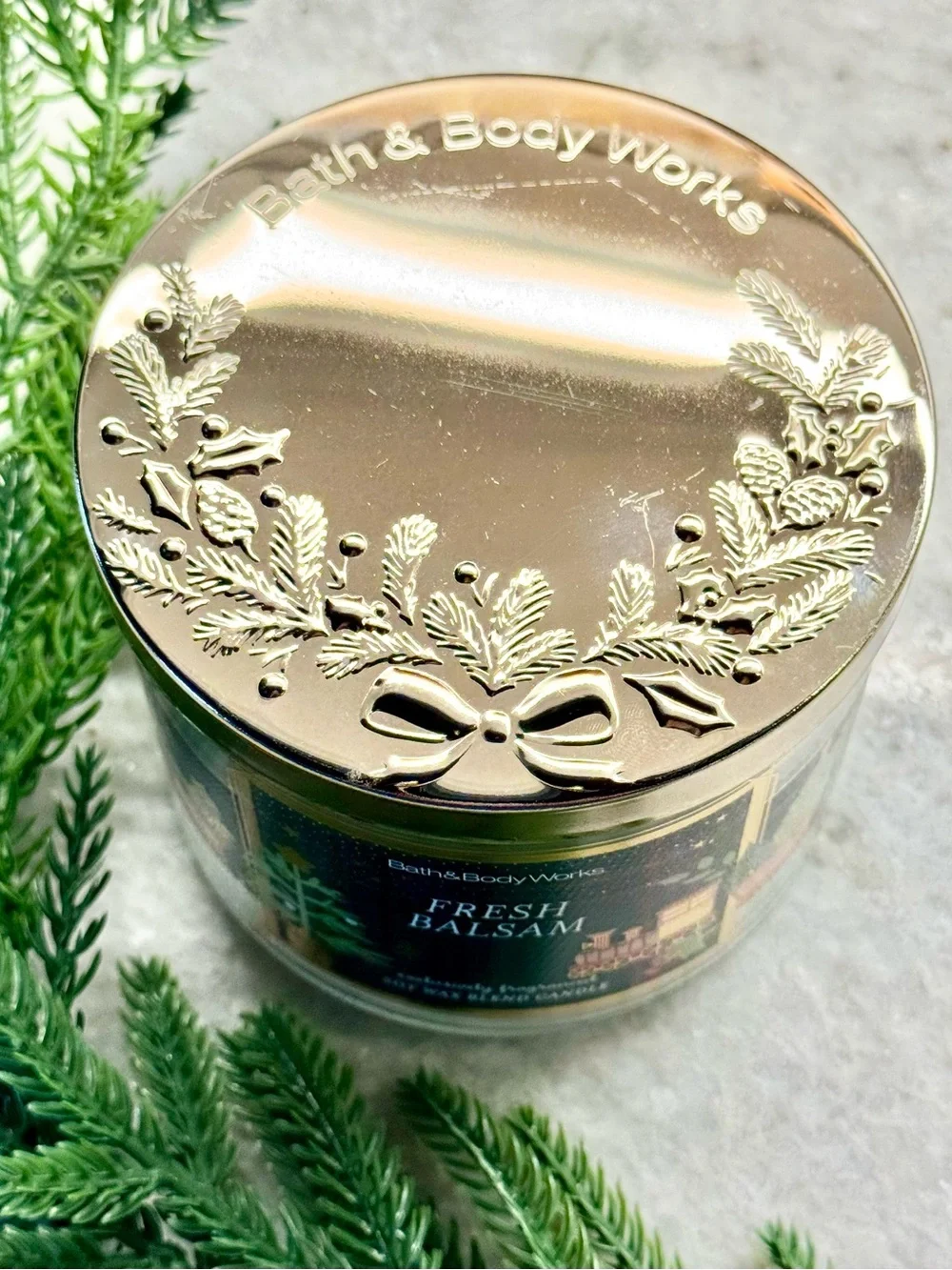 New Bath & Body Works 3-Wick Fresh Balsam Candle 14.5oz Christmas Winter Scent - Picture 5 of 7